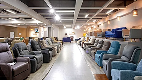 In-house recliner showroom at Anji Shengxin Office Furniture